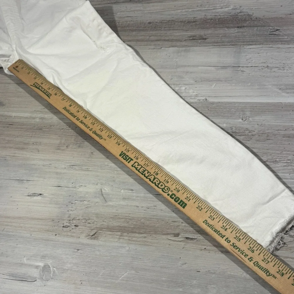 Spanx Jeans Women's Sz‎ M White Skinny High Rise Distressed 20229R 28x27